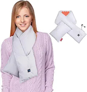 USB Heated Scarf, Neck Heating Pad Wrap for Neck Pain Relief, Hot Compress Neck for Soreness Stiffness Cervical Spondylosis Winter Outdoor (Power Bank not Included)