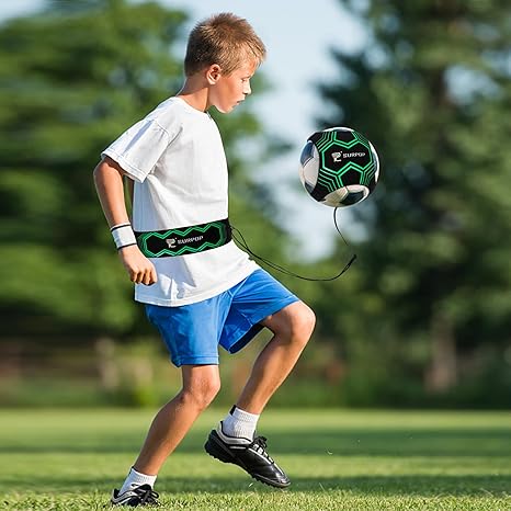 Soccer/Volleyball/Rugby Trainer, Football Kick Throw Solo Practice Training Aid Control Skills Adjustable Waist Belt for Kids Adults