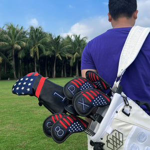 Golf Magnetic Iron Covers Iron Head Covers Set 10pcs/Set Iron Headcover Golf Iron Club Cover USA American Flag - Weather Resistant