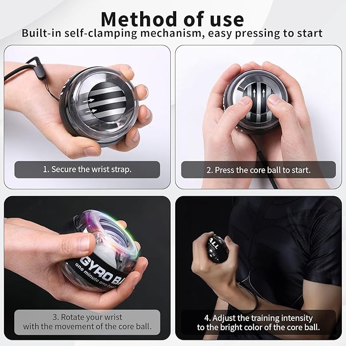 Wrist Trainer Ball Auto Start Wrist Strengthener Gyroscopic Forearm Exerciser Gyro Ball for Strengthen Arms, Fingers, Wrist Bones and Muscles Sportneer Wrist Strengthener