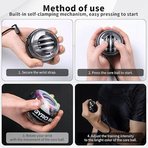 Wrist Trainer Ball Auto Start Wrist Strengthener Gyroscopic Forearm Exerciser Gyro Ball for Strengthen Arms, Fingers, Wrist Bones and Muscles Sportneer Wrist Strengthener