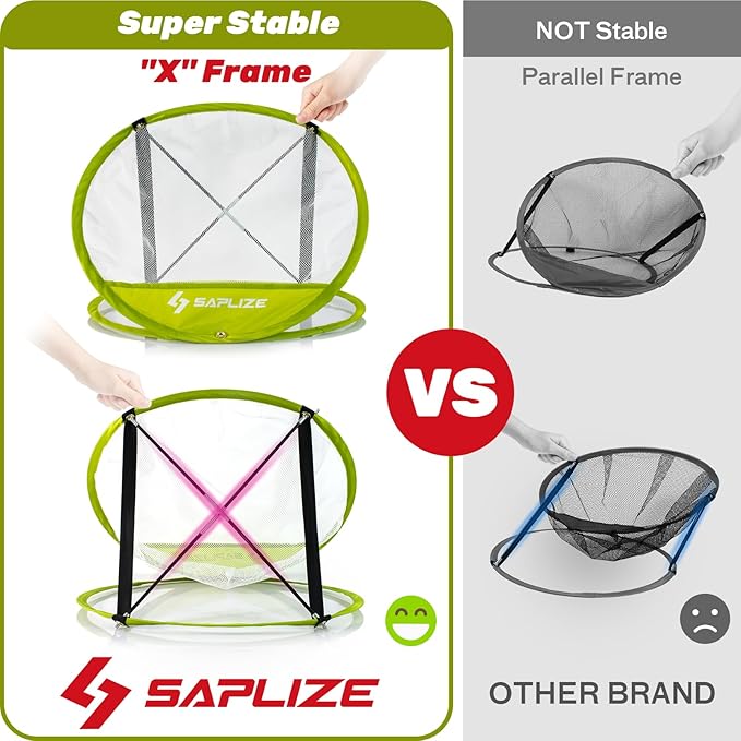 SAPLIZE Golf Chipping Net, Exclusive X-Shaped Stable Pop-up Design, Comes with Mat, Balls and Tees, Indoor/Outdoor Golfing Target Accessories for Backyard Accuracy and Swing Practice