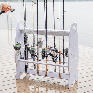 Marlin Fishing Pole Rack, Holds 24 Fishing Rods and Reels, Weather-resistant, Garage & Outdoor Fishing Rod Holder