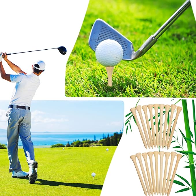 Mudder 2000 Pcs Bamboo Golf Tees Bulk Professional Golf Tees Tall Less Friction Golf Tees for Club Men Women Kids Accessories