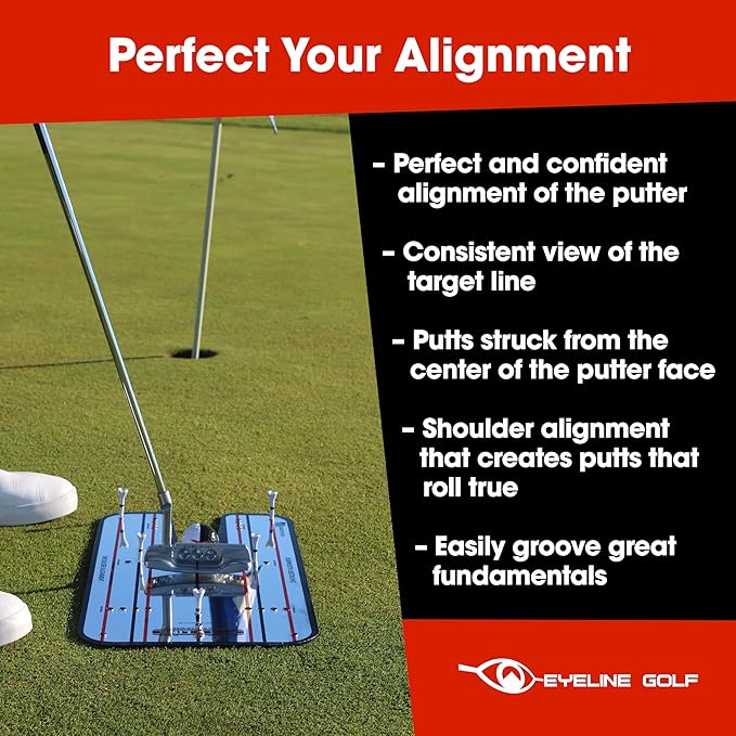 EyeLine Golf Putting Alignment Mirror, Portable Practice Putting Trainer Aid, As Seen on PGA Tour, Made in USA, Use Outdoors or on Indoor Putting mat