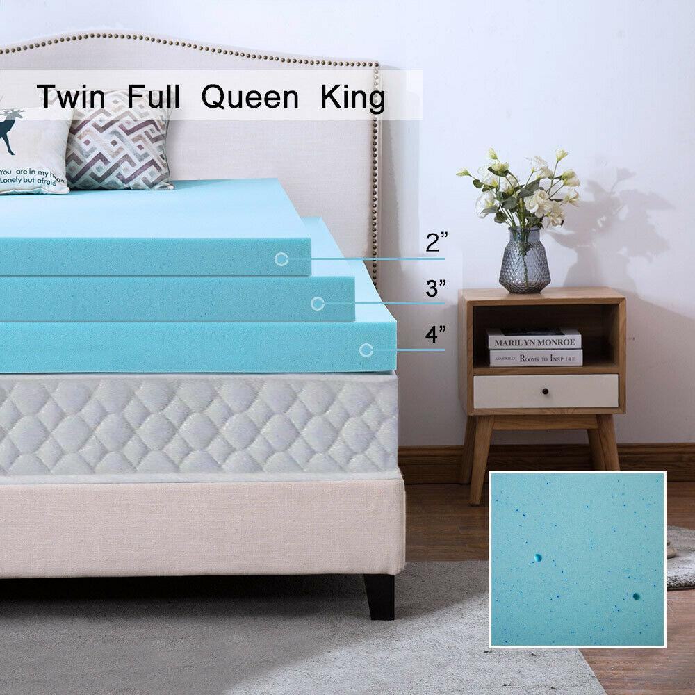 Mattress Topper 2 3 4 Inch Gel Memory Foam Cooling Blue Swirl Lavender New Size - Etyn Online {{ product_tag }}