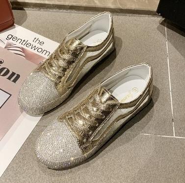 Women's Korean Golden Silver Sneakers - Superstar Rhinestones Bling Casual Shoes - Etyn Online {{ product_tag }}