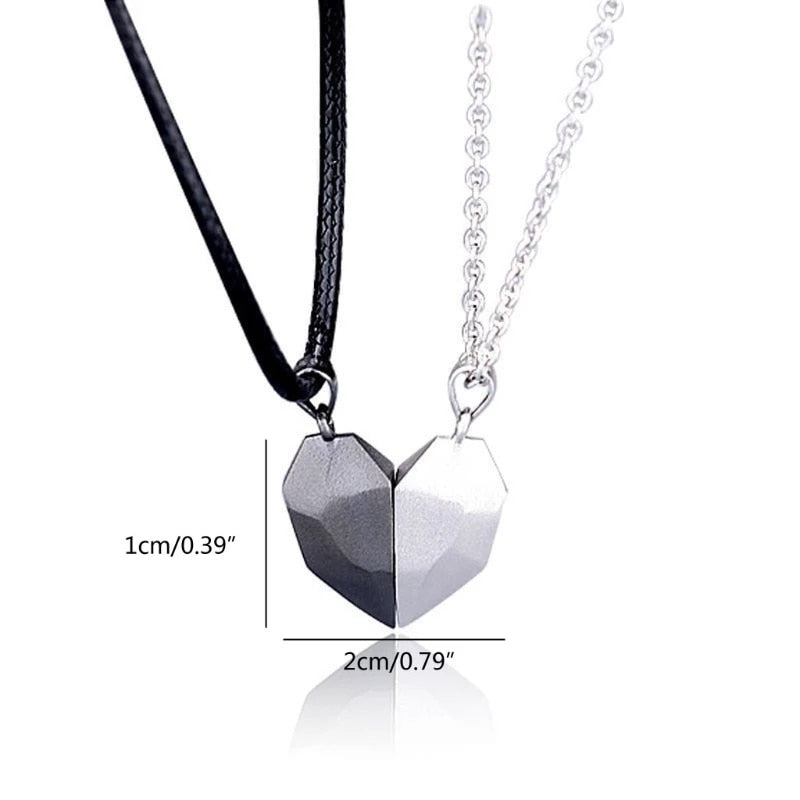 2Pcs Magnetic Couple Necklace Lovers Heart Pendant - Etyn Online {{ product_tag Necklaces }}