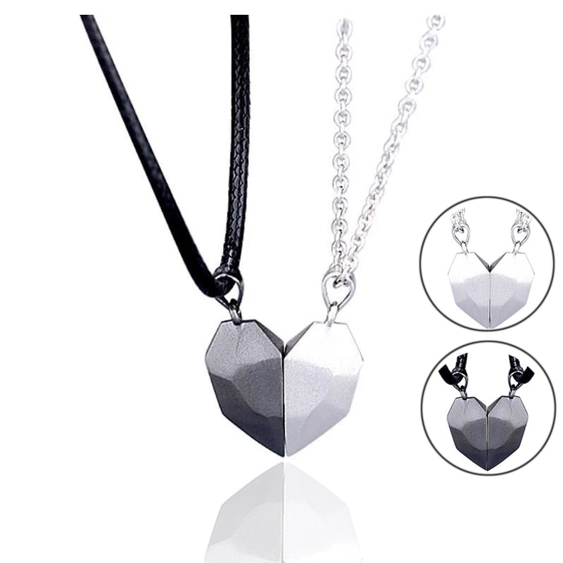 2Pcs Magnetic Couple Necklace Lovers Heart Pendant - Etyn Online {{ product_tag Necklaces }}