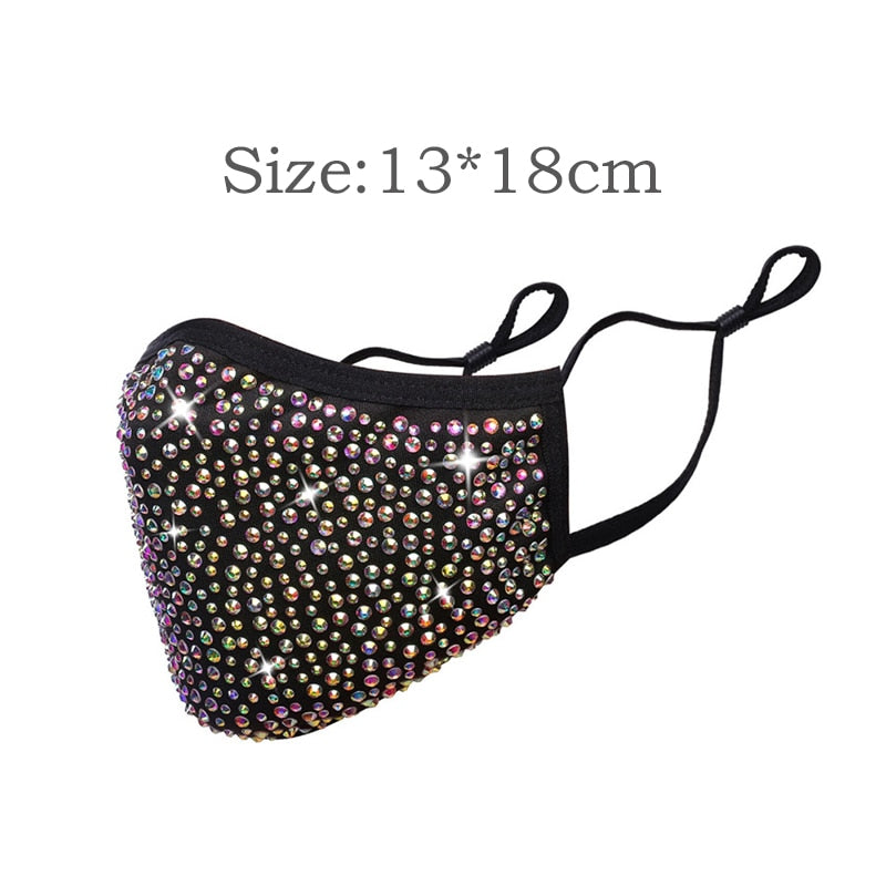 Sexy Shiny Rhinestones Masks For Women Black Bling Crystal Face Cover Masquerade Halloween Party Nightclub Jewelry Gifts - Etyn Online {{ product_tag }}