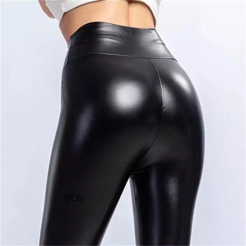 Winter Faux Pu Leather Velvet Warm Seamless Leggings Push Up Women Sexy Legging Female Pants High Waist Sweatpants Clothing - Etyn Online {{ product_tag Pants }}