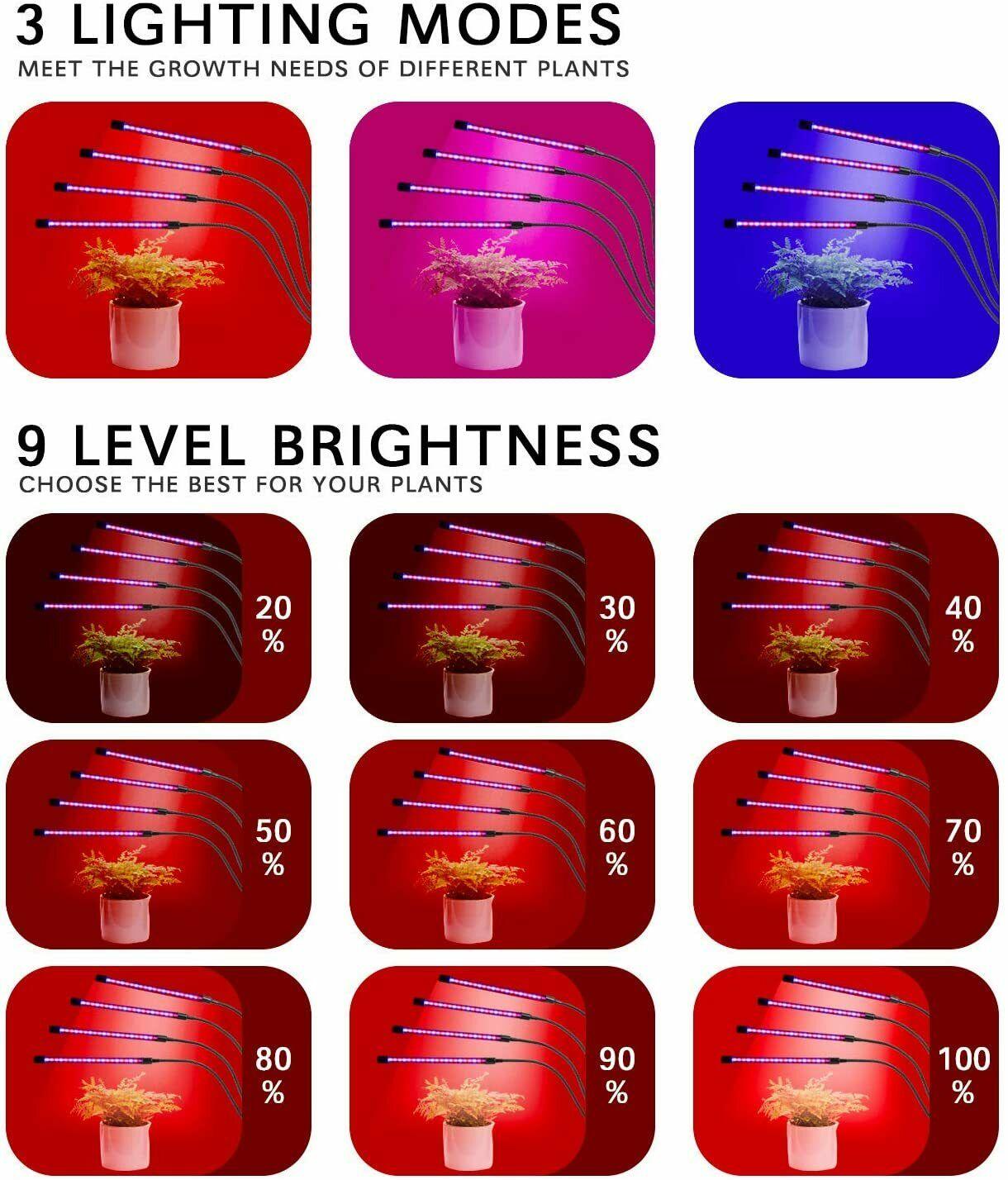 Grow Light 4 Heads 80LED Full Spectrum Plant Growing Lamp for Indoor Plant - Etyn Online {{ product_tag }}