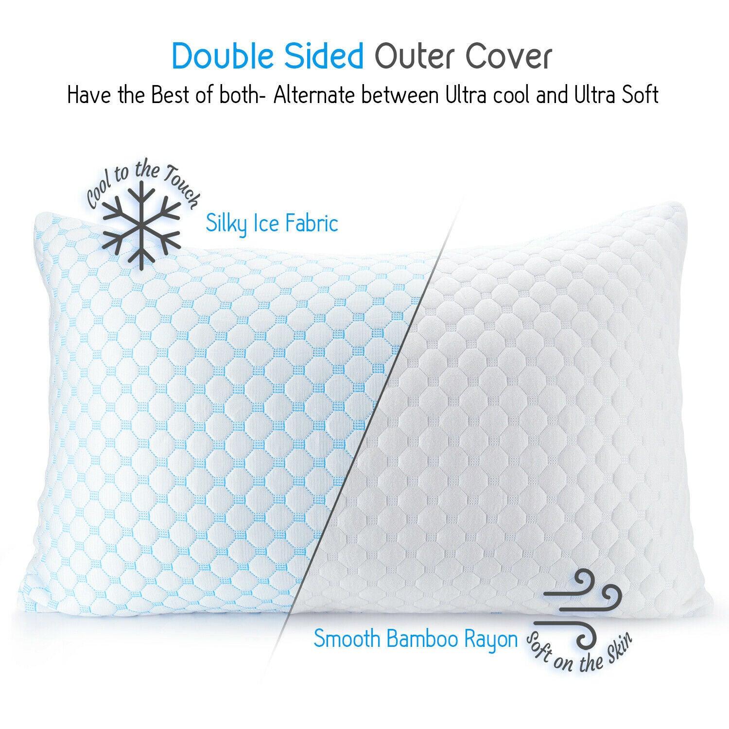 Memory Foam Cooling Pillow Heat and Moisture Reducing Ice Silk and Gel Infused - Etyn Online {{ product_tag }}