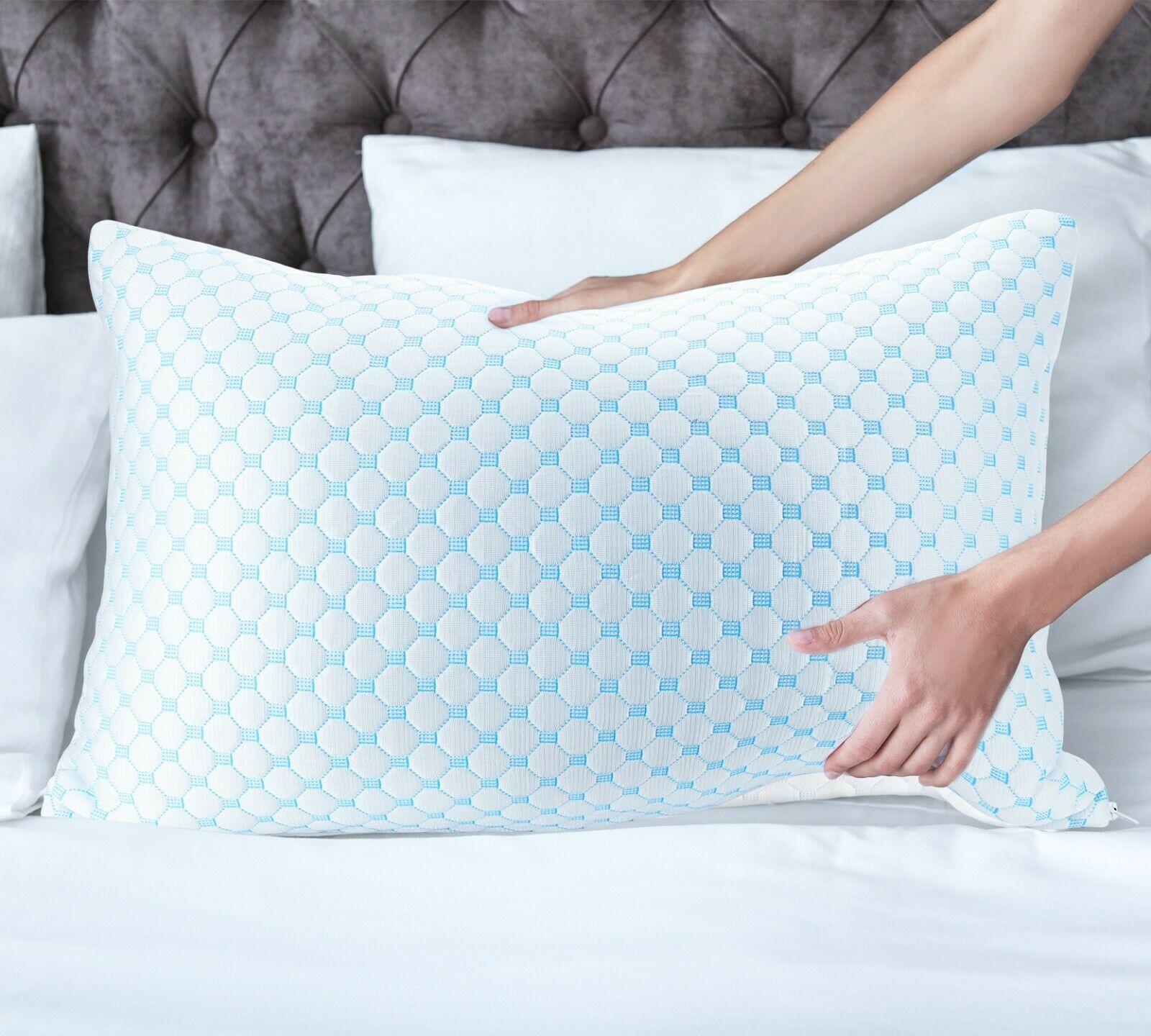 Memory Foam Cooling Pillow Heat and Moisture Reducing Ice Silk and Gel Infused - Etyn Online {{ product_tag }}