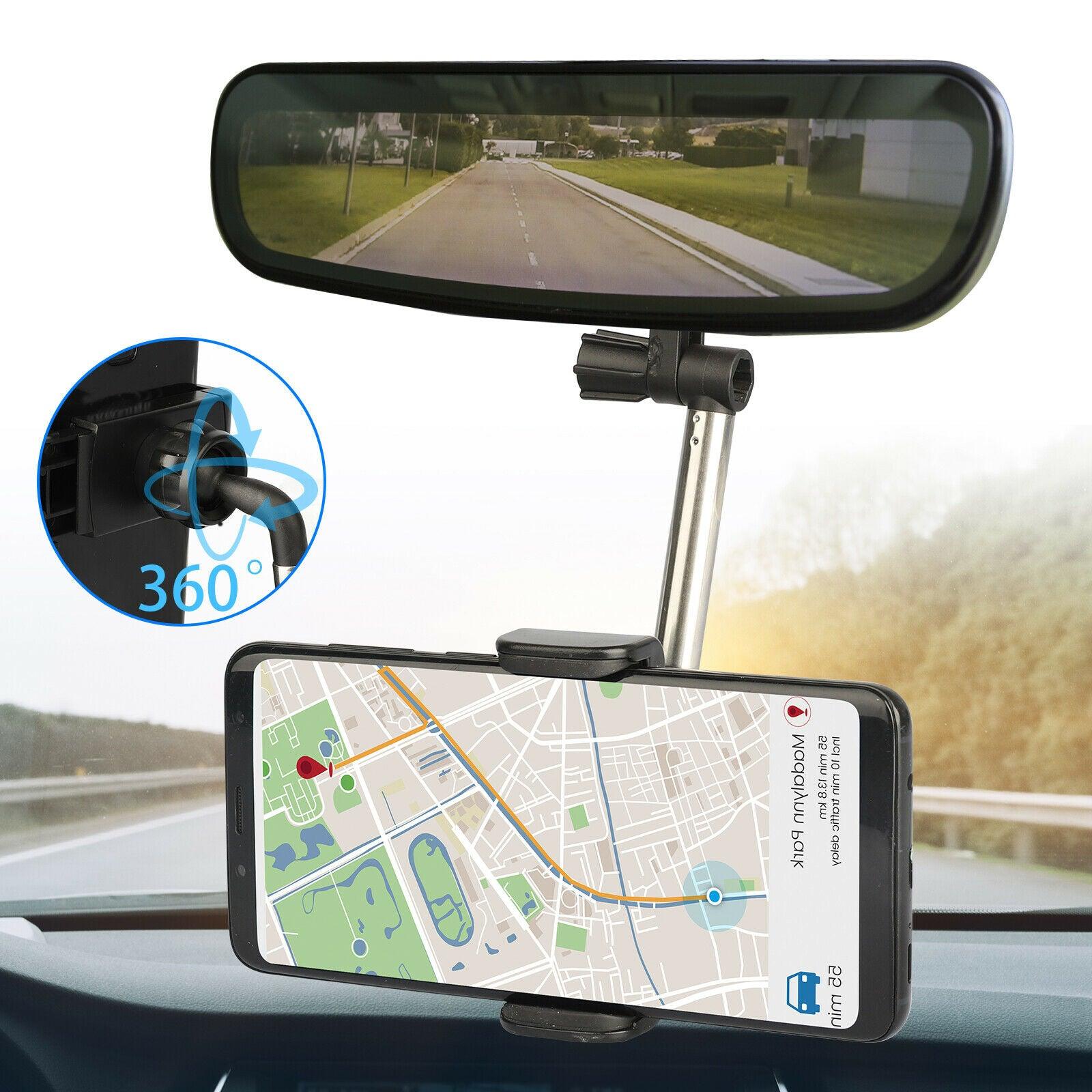 Universal 360° Car Rear View Mirror Mount Holder Stand Cradle For Cell Phone GPS - Etyn Online {{ product_tag }}