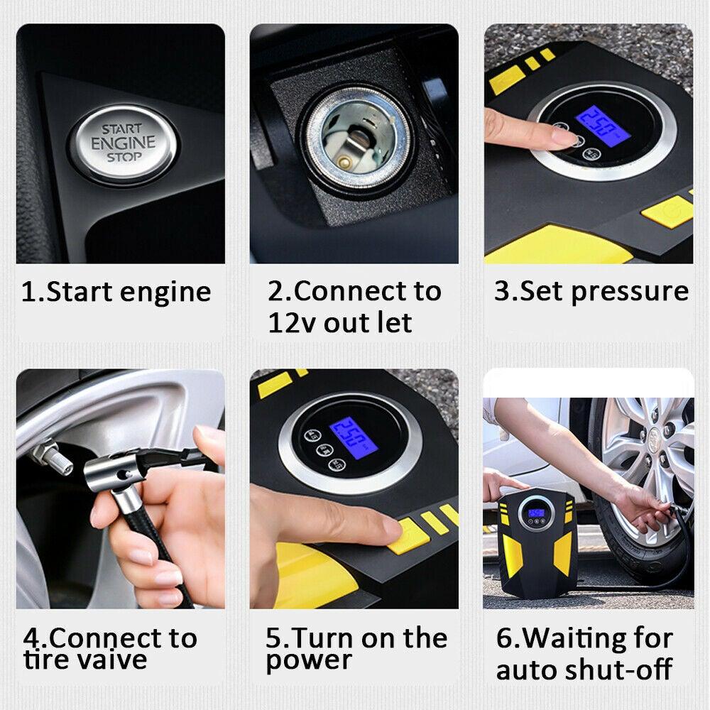 Electric Portable Tire Inflator Car Air Pump Compressor - Etyn Online {{ product_tag }}